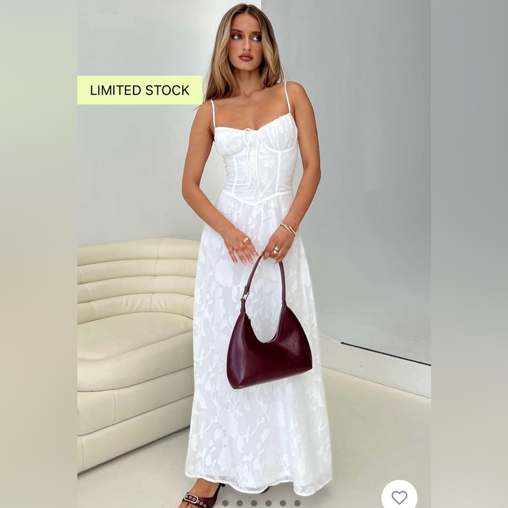 Princess Polly White Kosetta Burnout Maxi Dress White